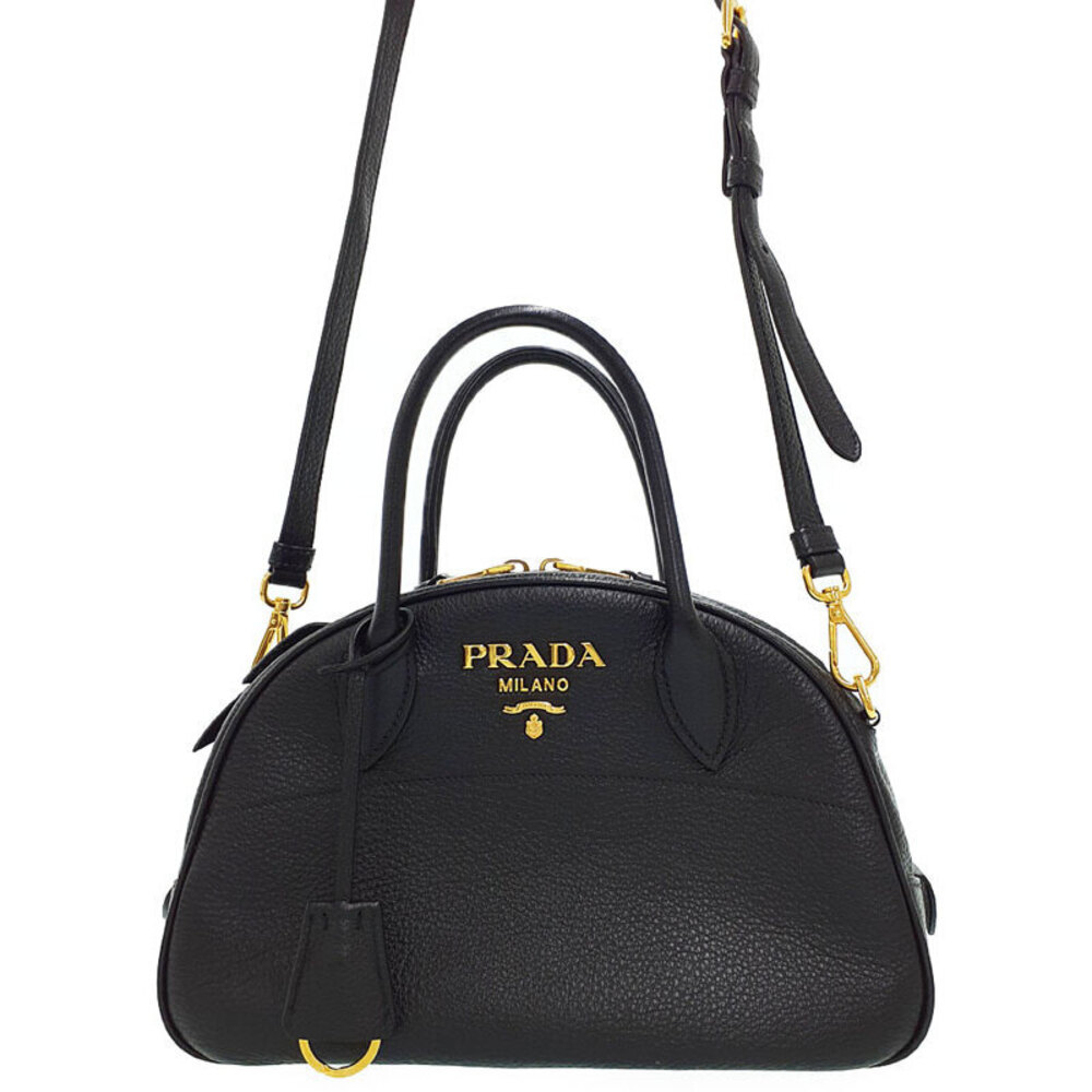 Prada Vitello Phenix Bauletto bag black grained leather